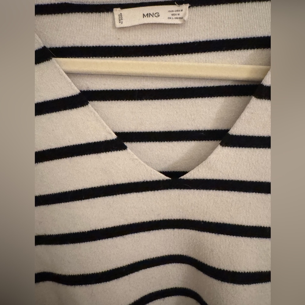 Mango Black and White Striped Knit Top - Picture 7 of 7